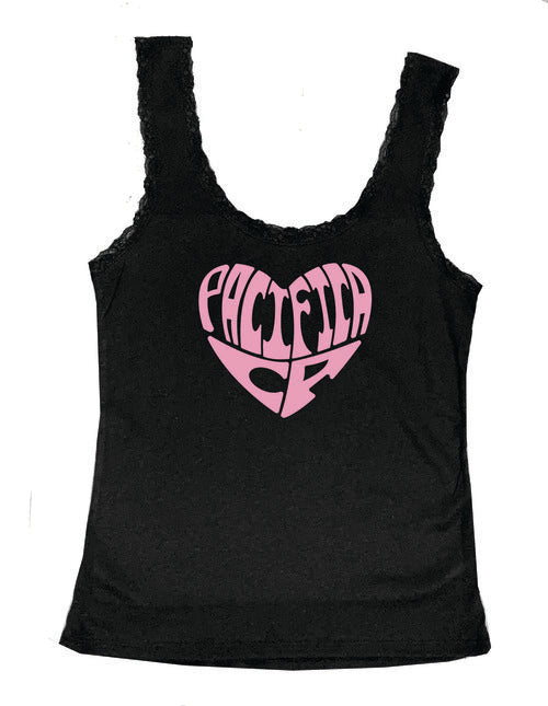 Pacifica Clothing - Heart - Lace - Pink On Black - Tank